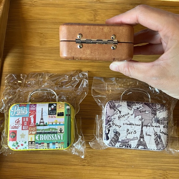 New 3pcs Europe Style Vintage Suitcase Shape Metal Tin Can container - Picture 8 of 14